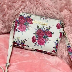 Betsey Johnson Floral Crossbody Bag - Pink and White